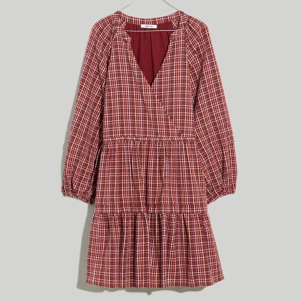 MADEWELL Seersucker Wrap Mini Dress Size XL - Picture 3 of 15